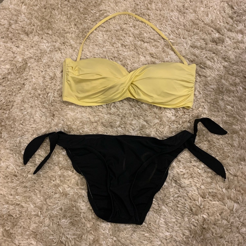 Yellow bandeau bikini top
